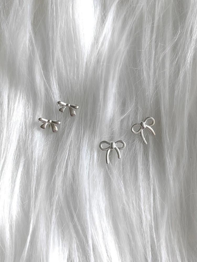 (silver925/ 2type) casual ribbon earring 리본 귀걸이