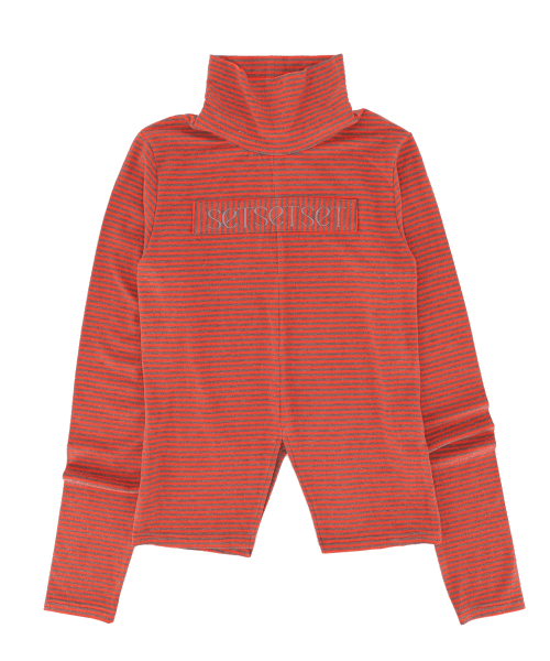 STRIPE TURTLENECK SLIT T-SHIRT