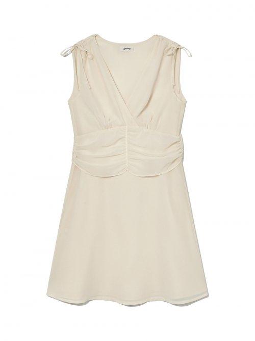 LINA SHIRRING DRESS (CREAM)