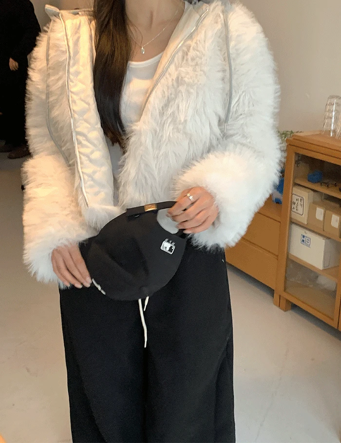 [당일출고/누빔안감/후드 탈부착] 탈리 후드 퍼자켓 (2color)