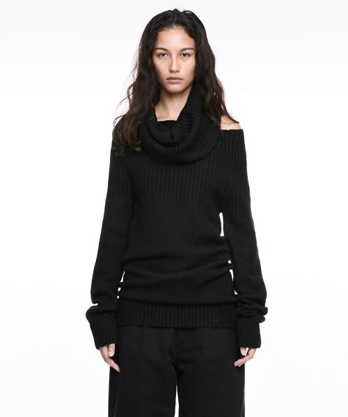 2-WAY SHAWL KNIT BLACK