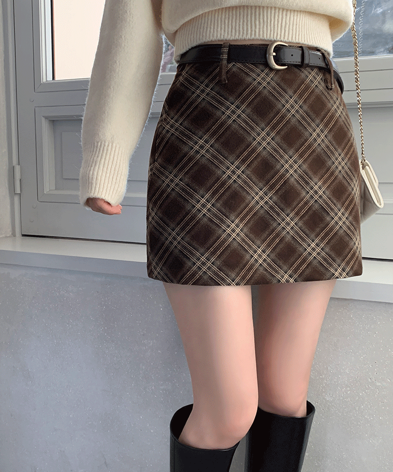파스텔타임 [벨트set]하이스쿨 체크 스커트 팬츠(스커트/치마바지/치마/체크스커트/소개팅룩/데이트룩/데일리룩/하객룩)