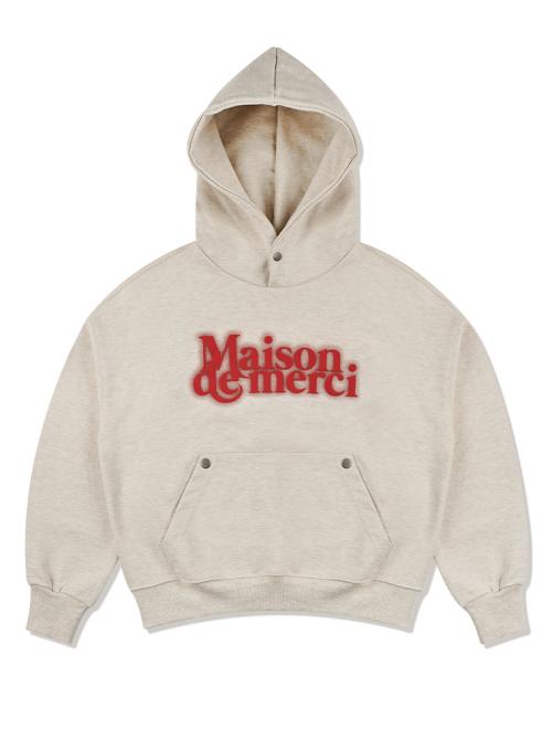 [기모선택]우먼즈 블러 로고 스냅 포인트 크롭 후드 오트밀(FCE1TS303W)