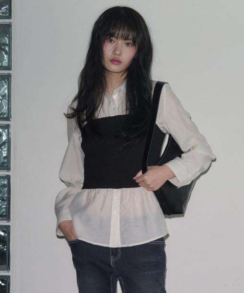 세렌 뷔스티에 레이어드 셔츠 [WHITE]