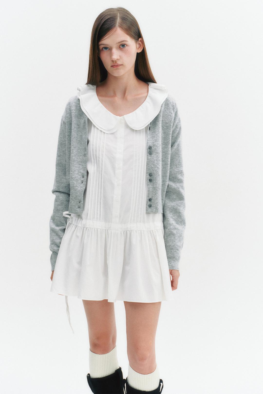 Double Frill Shirt Dress White