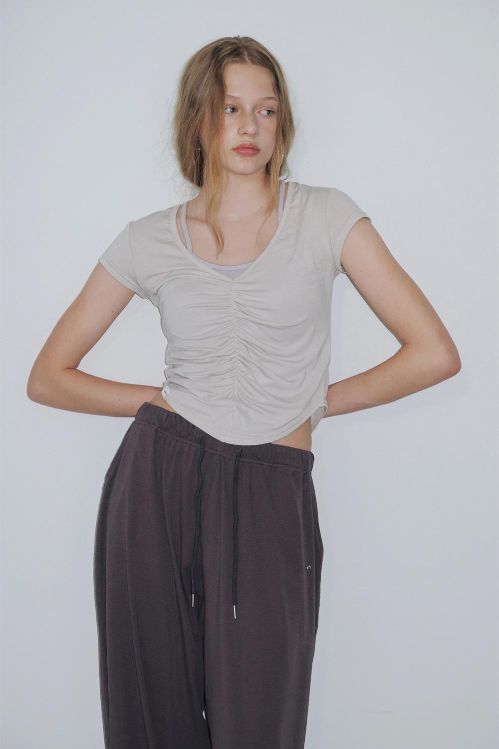 Soy shirring Top_Grey