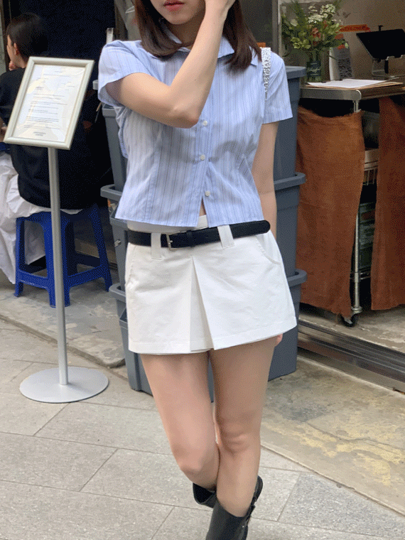 피버 로우라이즈 핀턱 숏츠 치마 바지