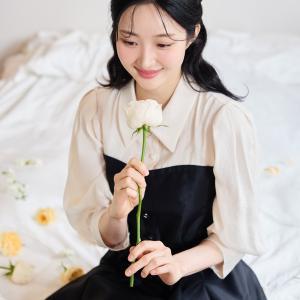 오간자 배색 뷔스티에 원피스/GR5-A0-0P611