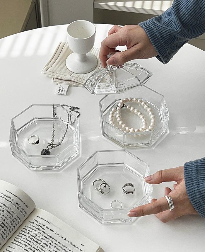 크리스탈 팔각 유리 보관함