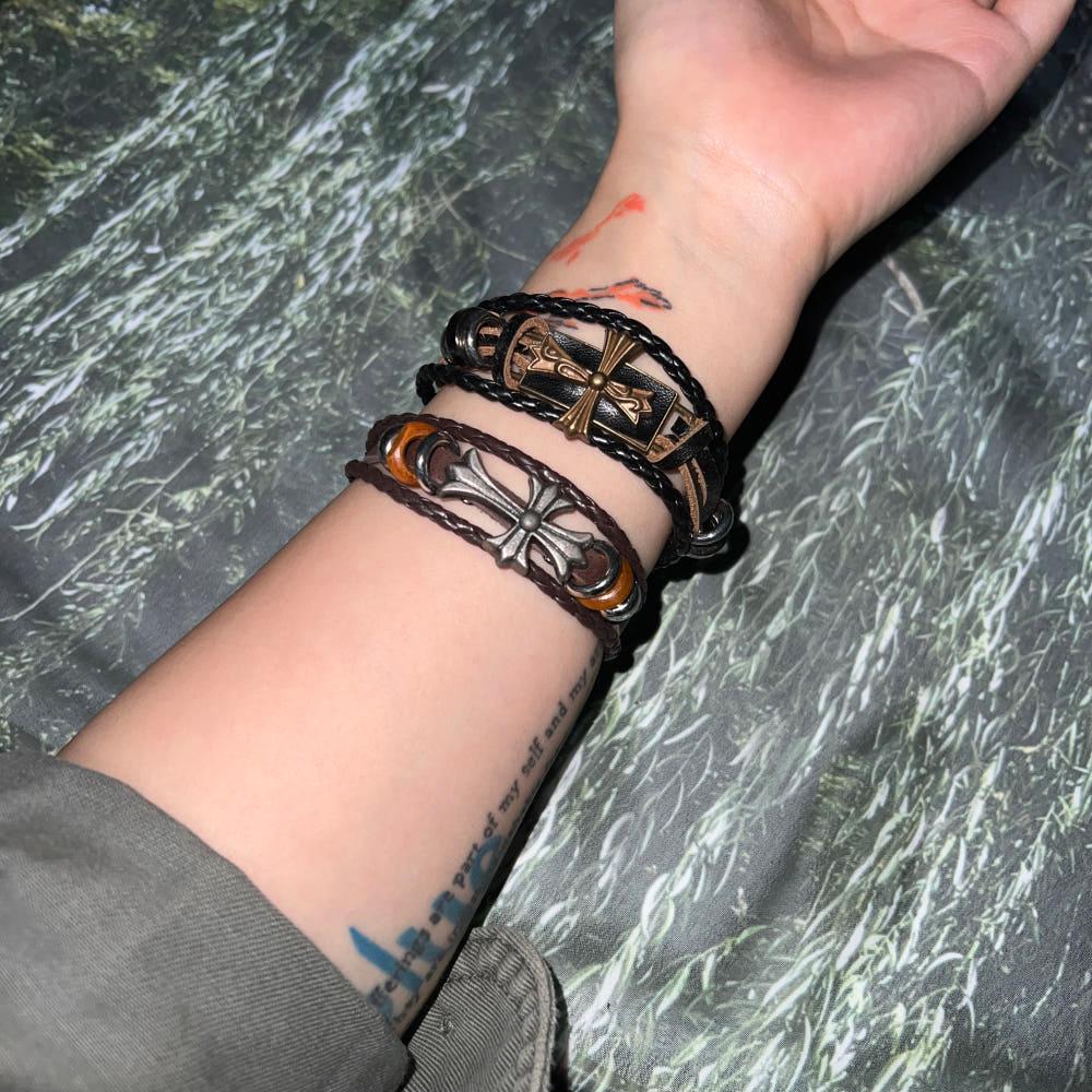Cross Leather Bracelet