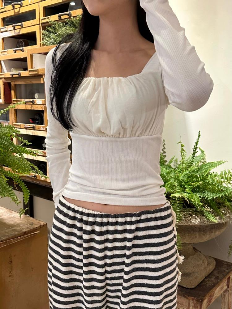 골지 스퀘어 셔링 티셔츠