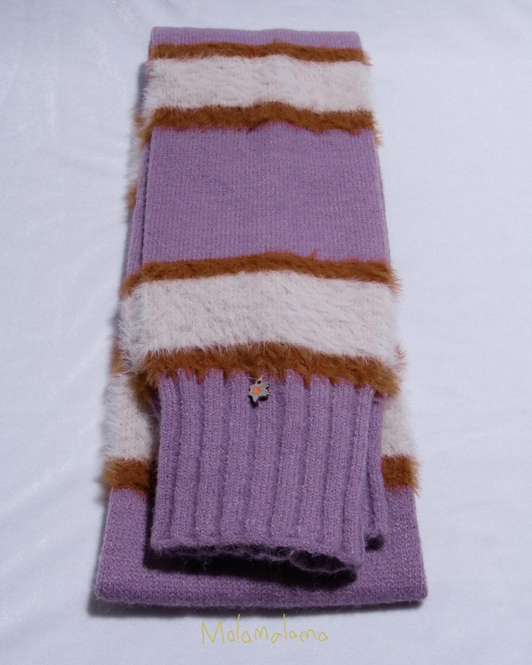 [Malamalama] Knite Stripe Muffler -  Purple