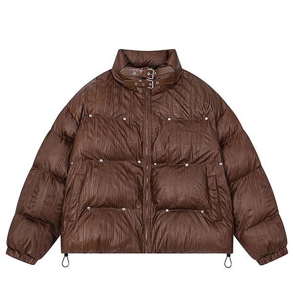 Wrinkle Double Buckle Strap String 2Color Padding Jacket (5340)