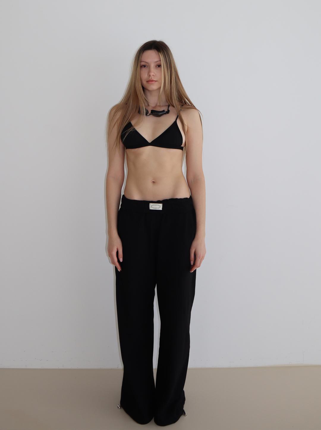 Side Tuck Sweat pants (Black)