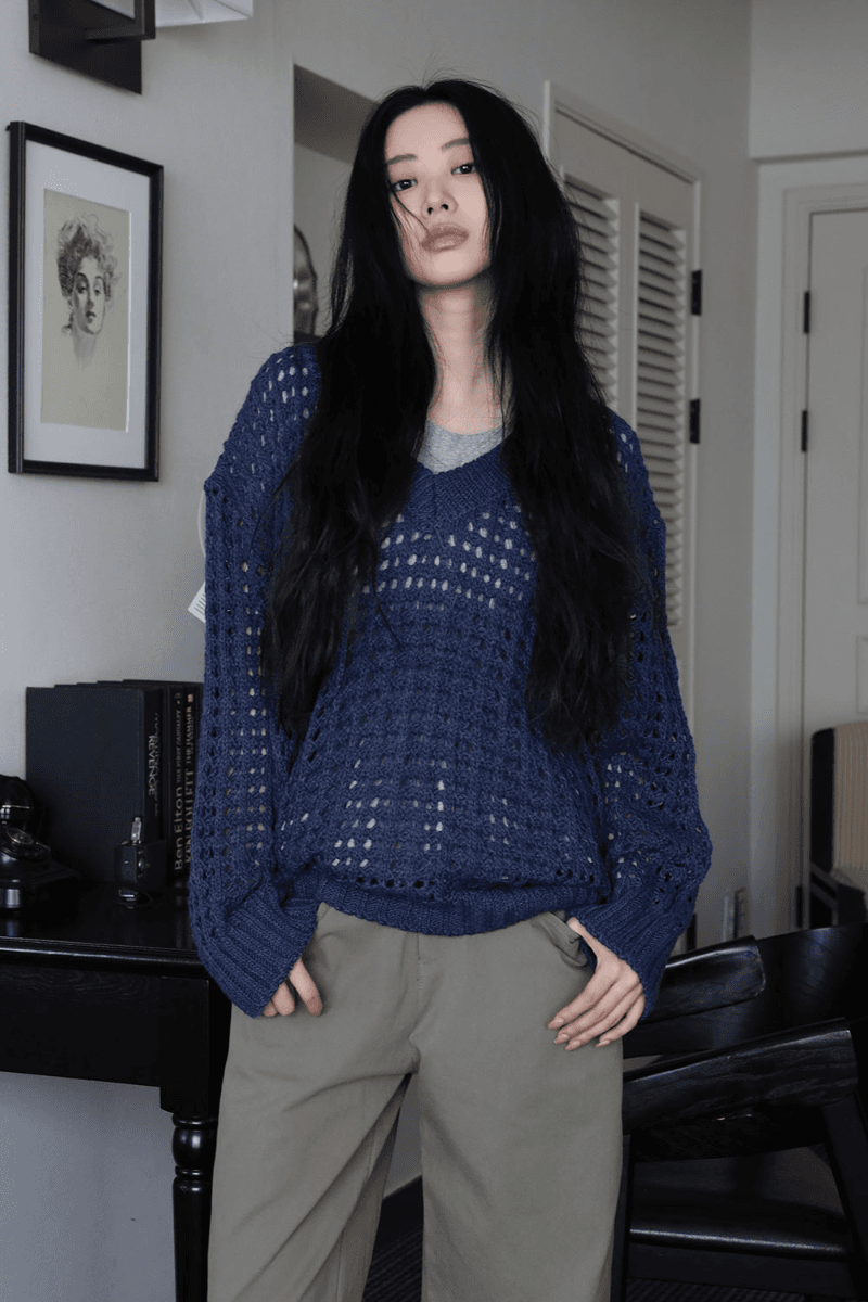 네트 스카시 브이넥 니트