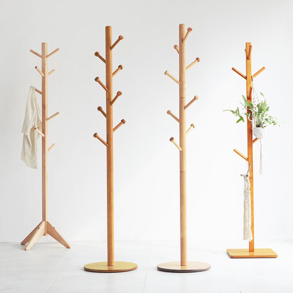 우디홈 스탠드 옷걸이 원목 스탠딩 행거 스텐드 엣지형
