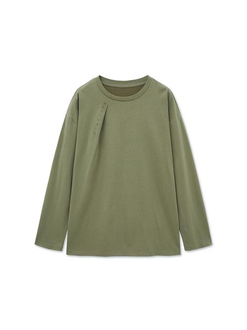 TUCK POINT LONG SLEEVE TOP FOR MEN IN LIGHT KHAKI