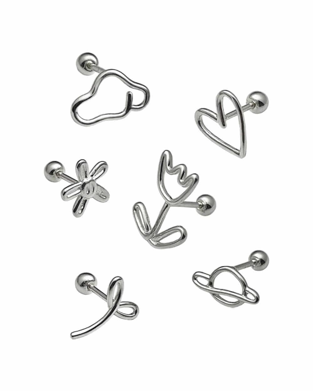 [Silver ver.] Pastel doodle piercing