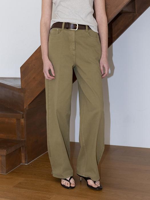 Hem Line Snap Barrel Denim Pants SJ6SL619_2color