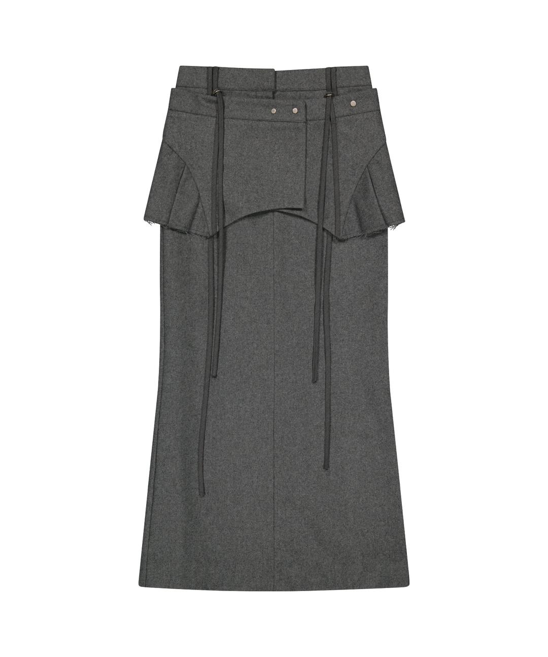 Layered Wool Skirt / Grey