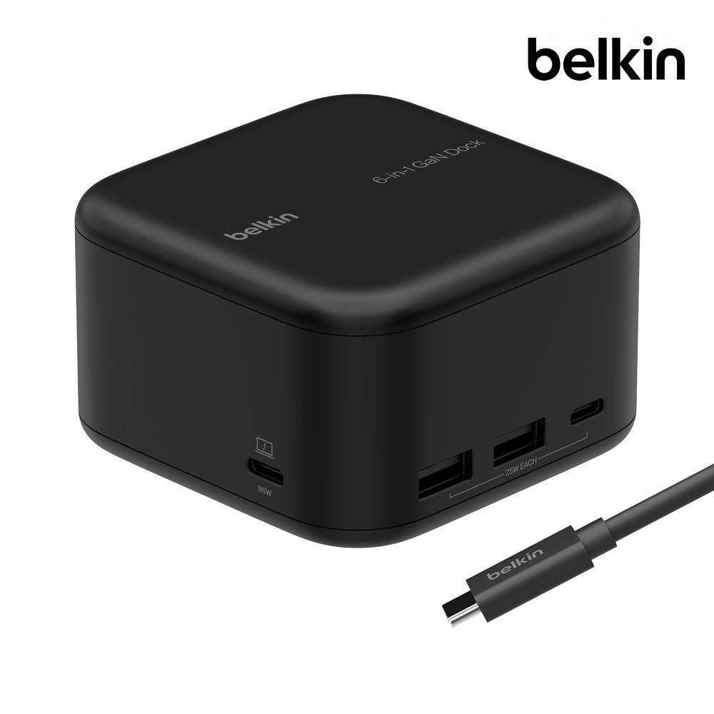 벨킨 6in1 코어 GaN 독 130W C타입 멀티허브 도킹스테이션 4K 기가비트 이더넷 INC018 맥북 M4 갤럭시북5 프로 호환