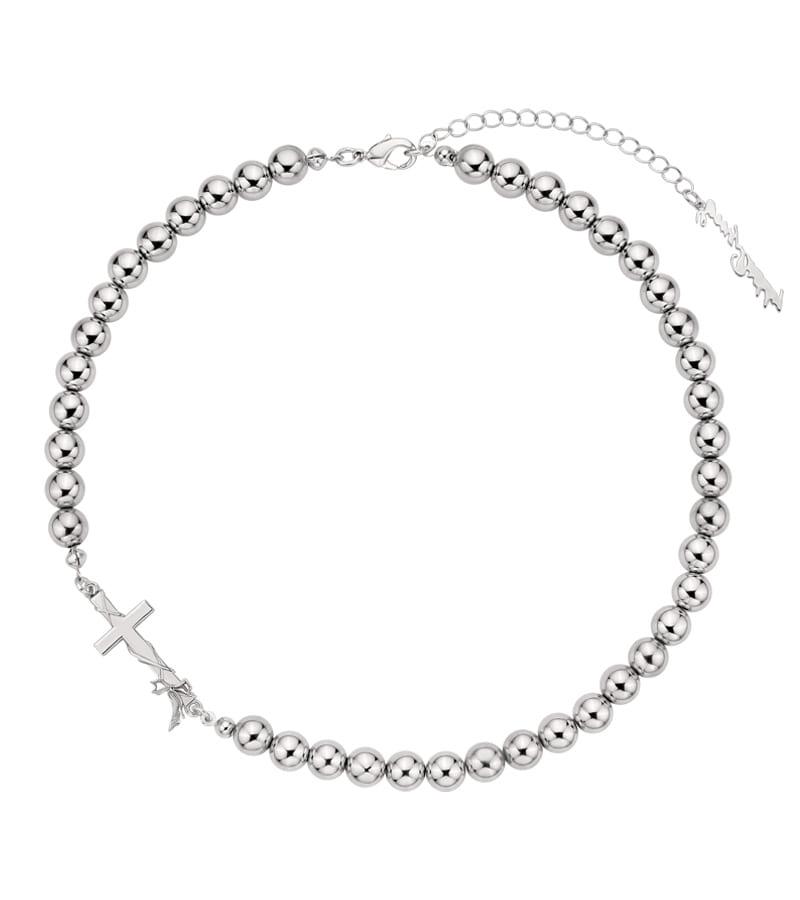 Corset cross ball chain necklace