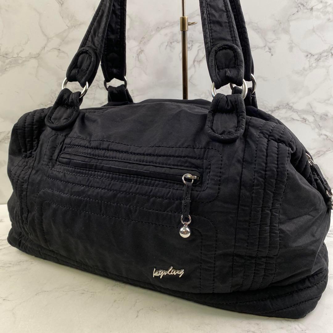 KIPLING Kipling 올 블랙 보스턴형 핸드백 ::  :: 비드바이코리아 - 해외 경매대행의 선두주자!