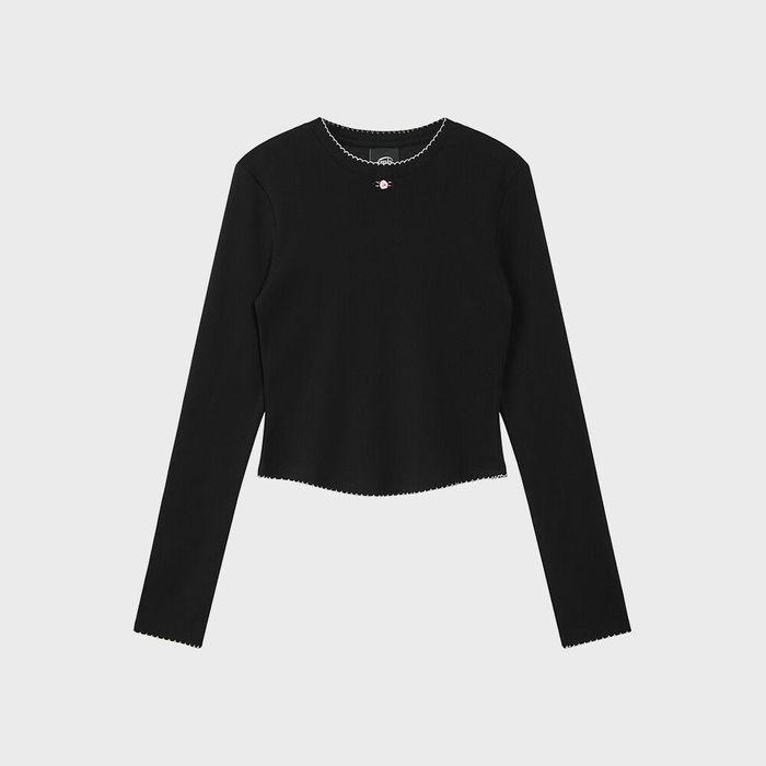 (WOMENS) MINI CORSAGE SLEEVE TOP-BLACK