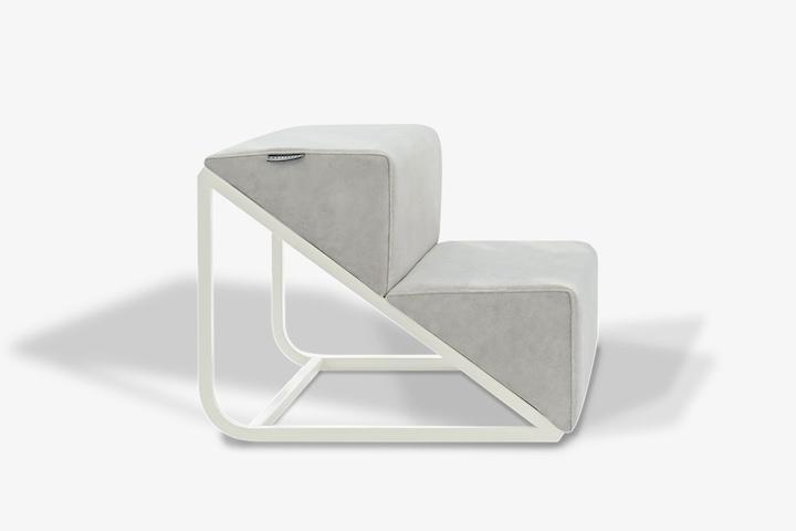 젠트스텝 2단 화이트 프레임, 3가지 색상(패브릭 색상 : 그레이, 인디핑크, 옐로우)