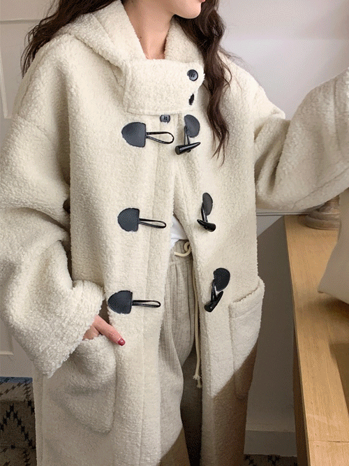 양털 롱 떡볶이코트, 더플코트 O#YW008