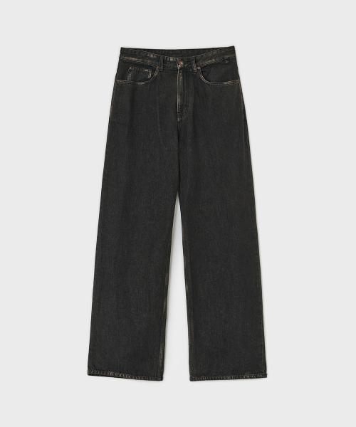 미드 와이드 데님 팬츠 - 앤틱 블랙