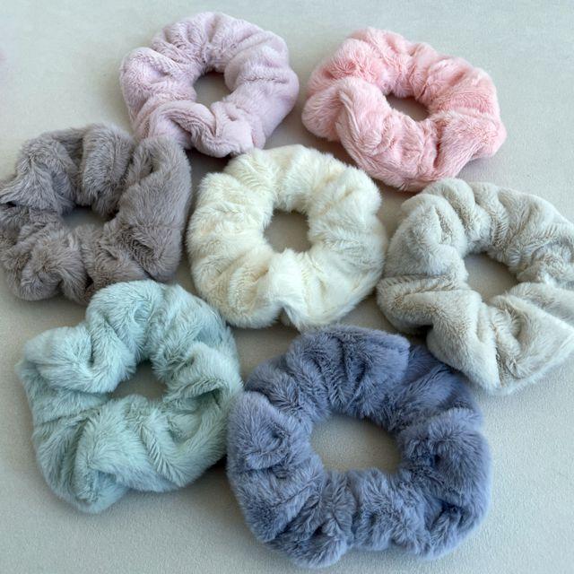 [1+1할인/1개만구매]파스텔 퍼 곱창밴드 머리끈 밍크 토끼털 헤어슈슈
