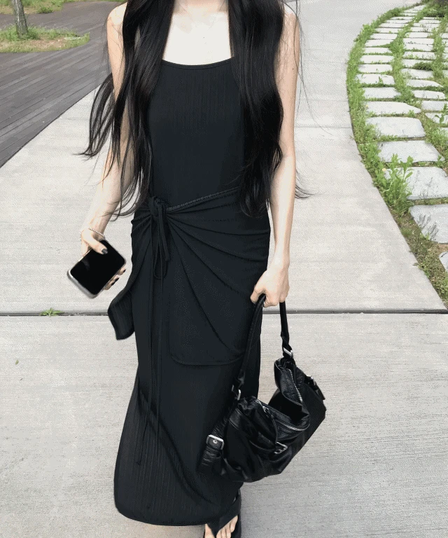 (당일)플랫 레이어드 원피스세트