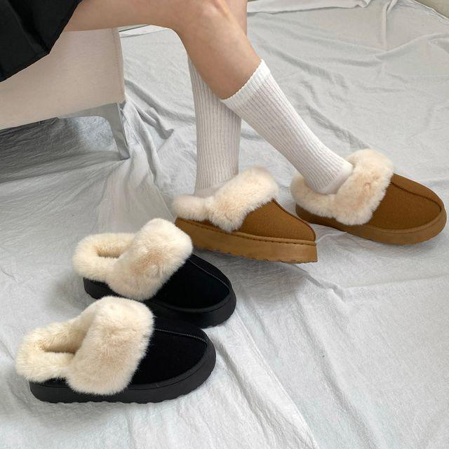 여성 베이직 통굽 방한 털 슬리퍼 sn630