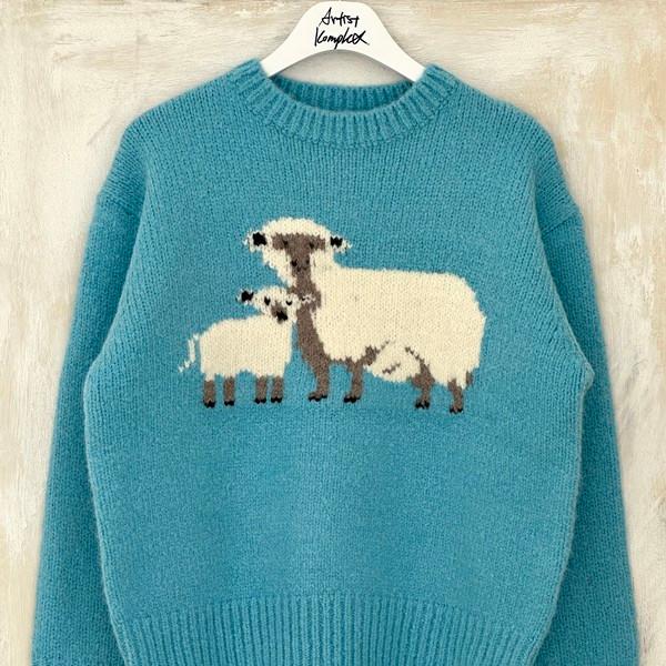 COZY SHEEP WOOL ROUND KNIT (BLUE)