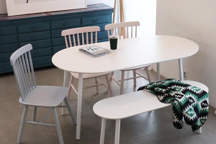 국내제작 디디테이블 타원형 라미네이트 화이트식탁 (5size)