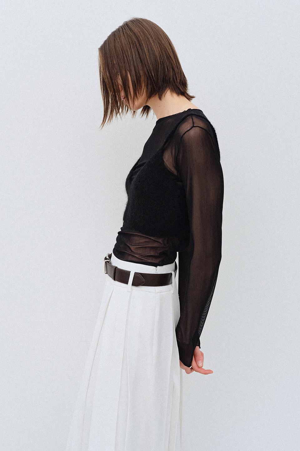 Wave Round Layerd Tee_black