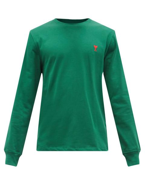 AMI 아미 드 쾨르 로고 자수 코튼 저지 티셔츠  Green : 뱅샾