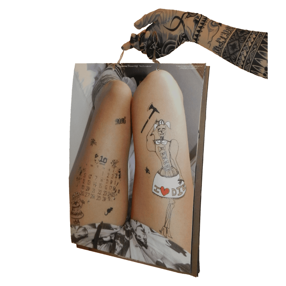 ꒰ A3꒱ ☃ 2025 Tattooed calendar   "yes,it's a calendar!\"