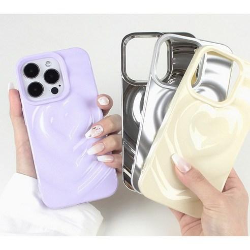 유스픽 입체 하트 웨이브 텍스처 휴대폰 케이스