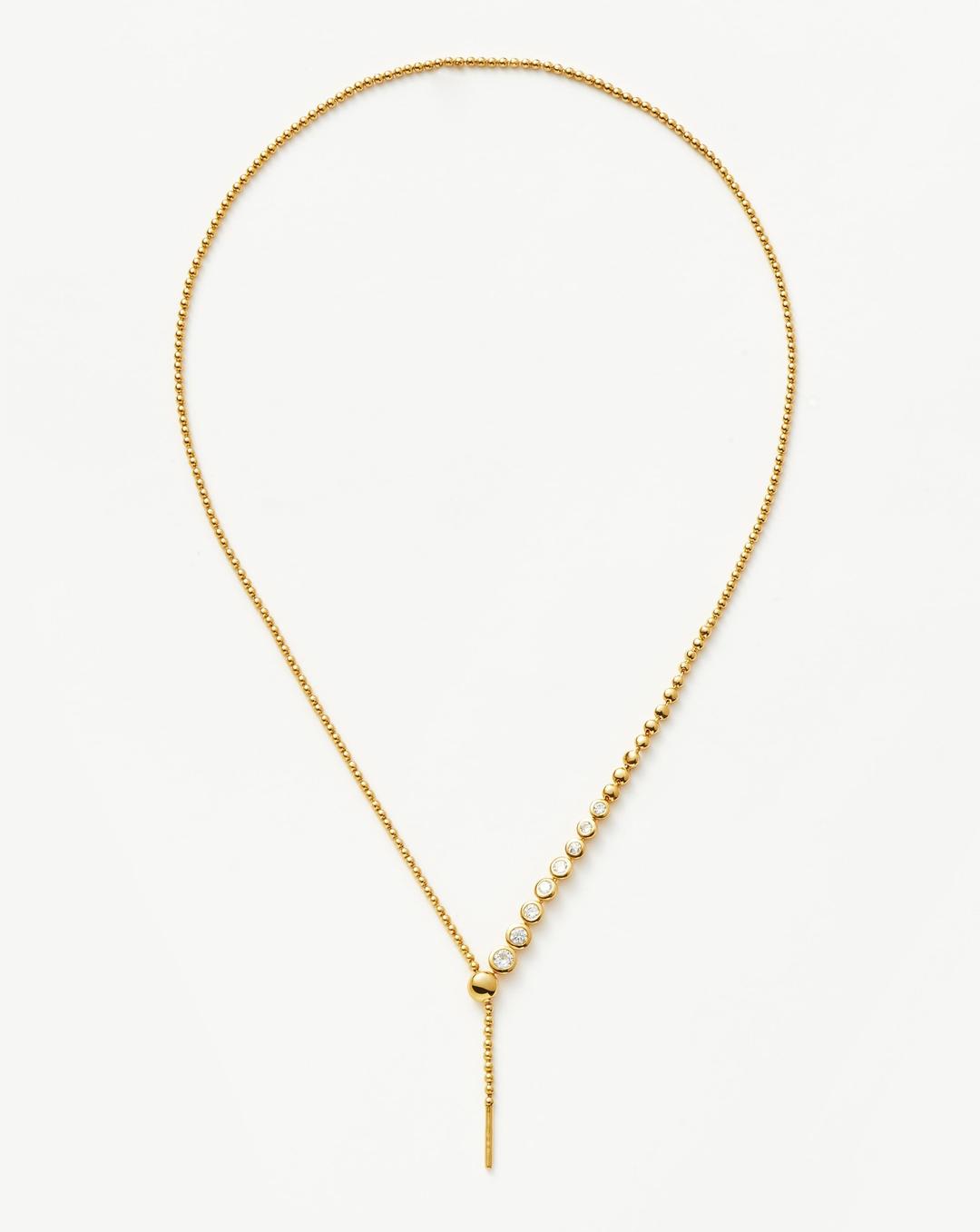 Beaded Stone Slider Lariat Necklace | 18ct Gold Vermeil/Cubic Zirconia