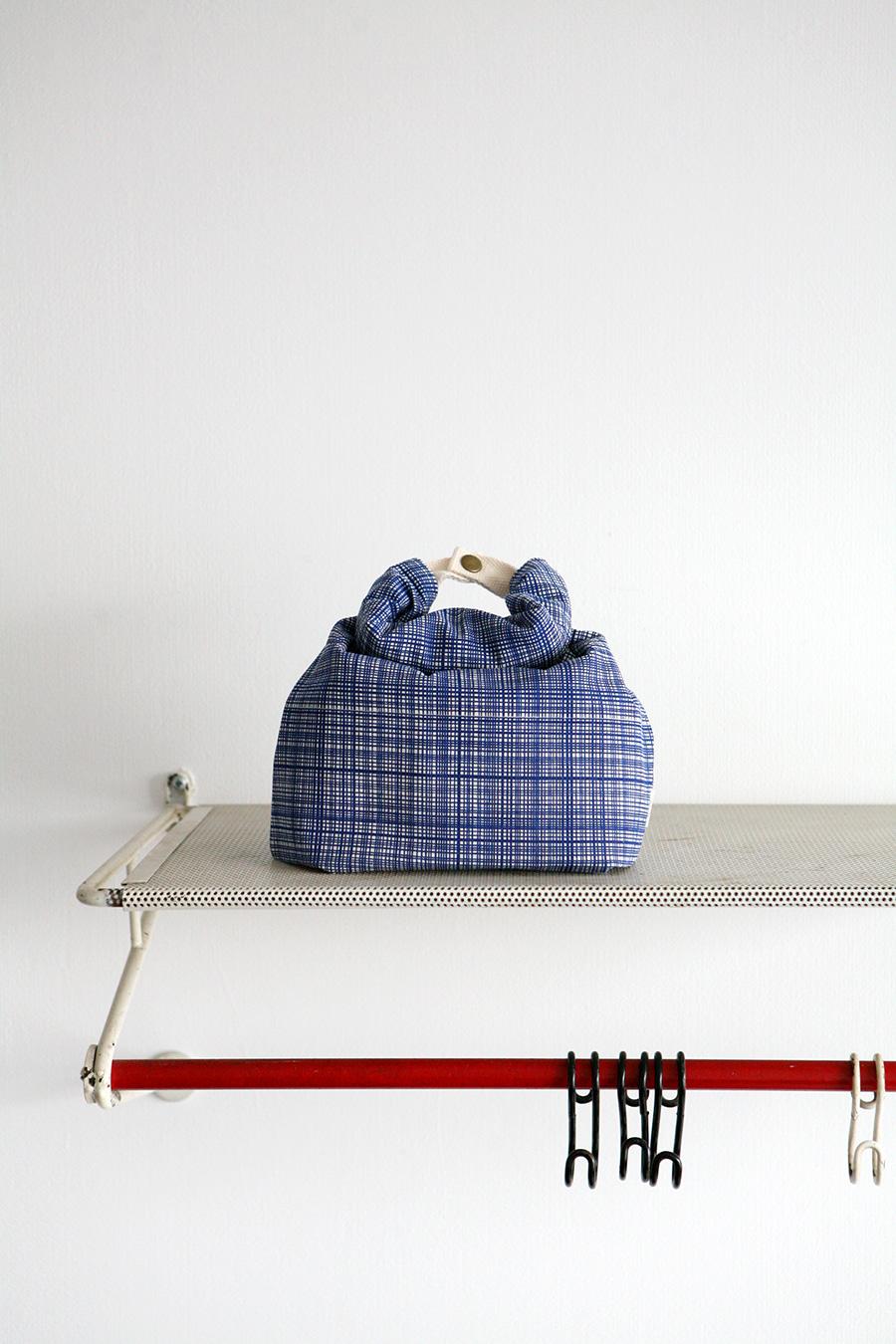 Lunch Bag Linen/Polyester 보냉백 돌돌말아 가방 블루