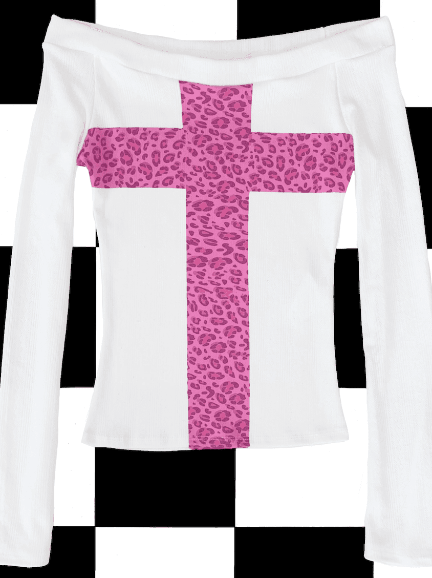 LEOPARD CROSS OFF SHOULDER IN WHITE
