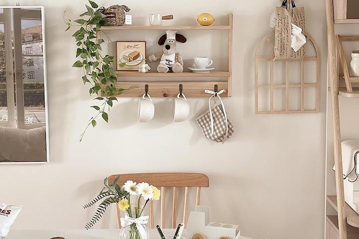 보헤츠 원목 2단 벽선반 내추럴 400