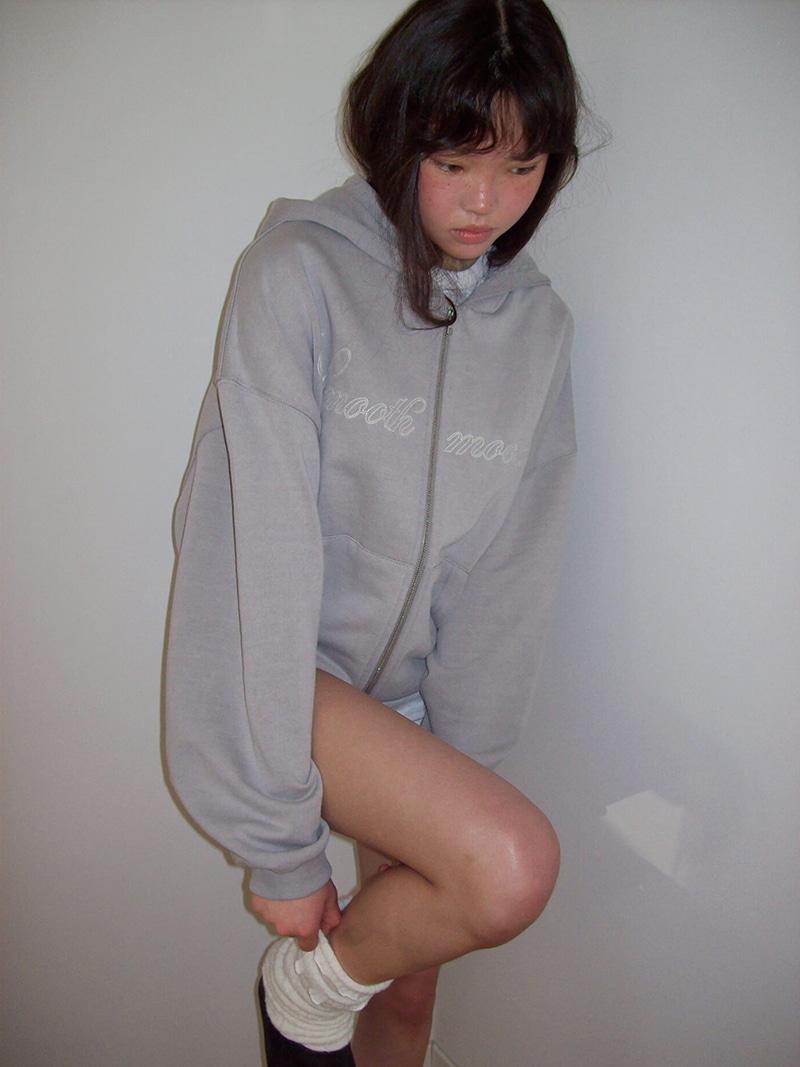 Drew Hooded Zip Up Low Gray