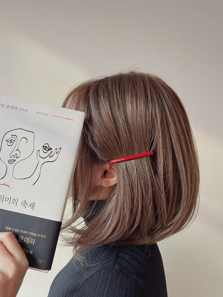 프랑스핀 루즈레드 미니 슬림 자동 머리핀