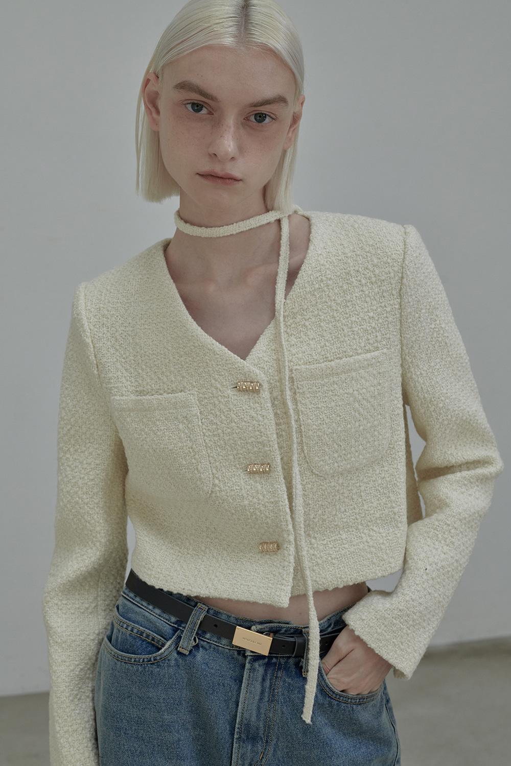 Nelson tweed string jacket-Ivory