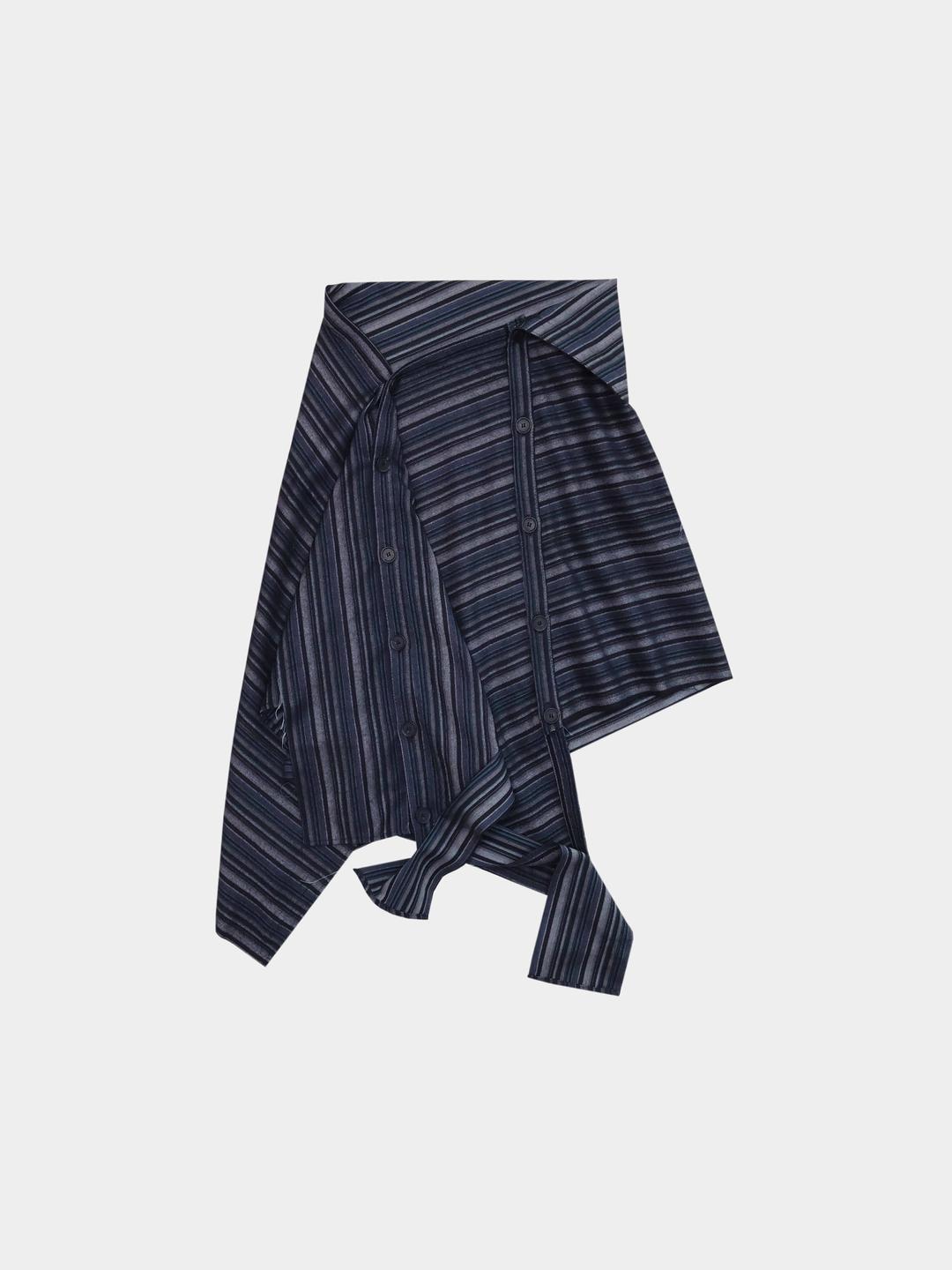 STRIPE BUTTON WRAP SKIRT