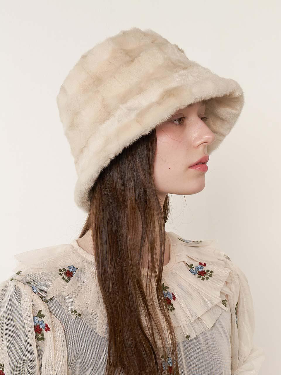 Mink Bucket Hat - Ivory