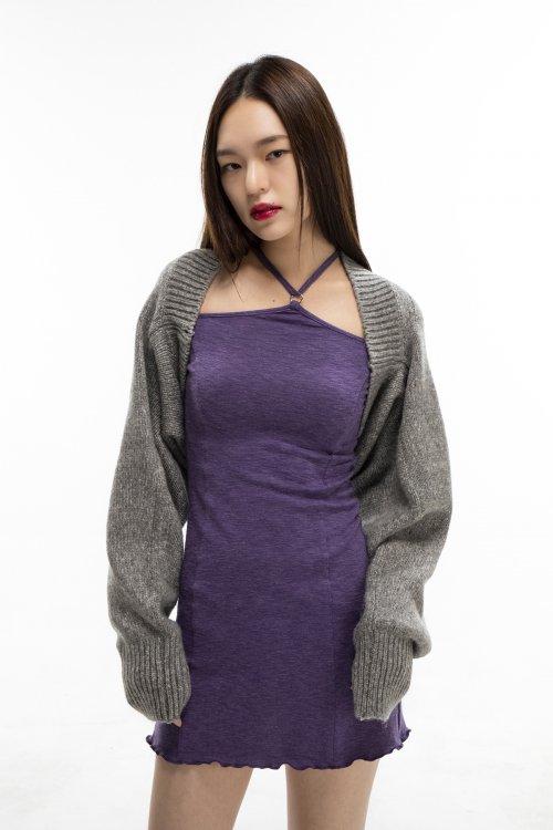 루즈핏 니트 볼레로 가디건 그레이
